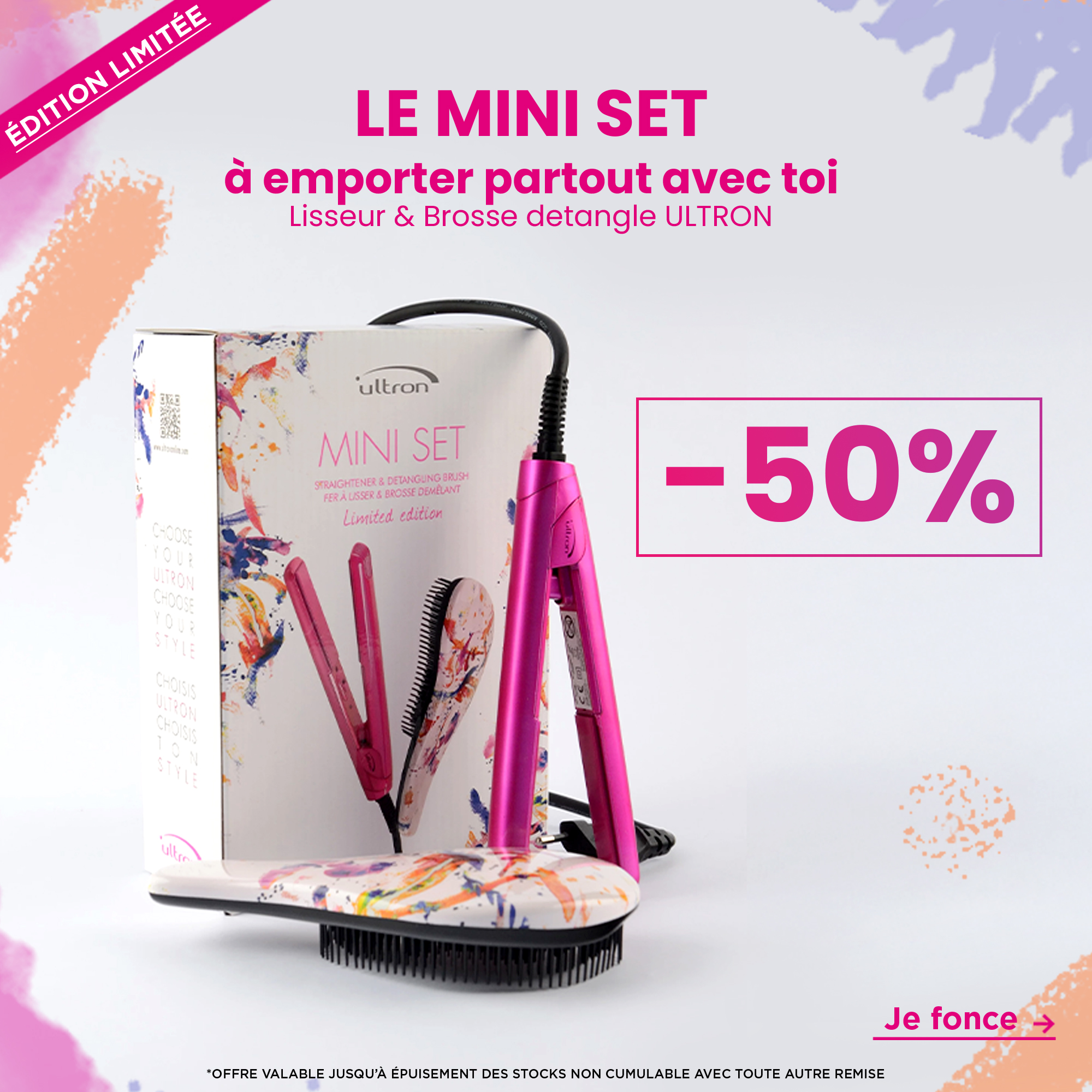 Offre exclusive : Le mini set voyage lisseur + brosse par Ultron à -50%